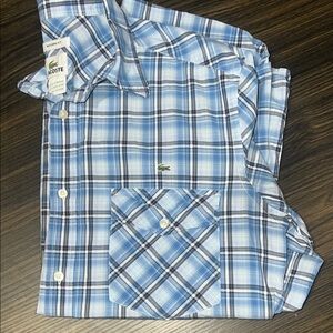 Lacoste Blue Casual Modern Fit Button Down Shirt size 38.